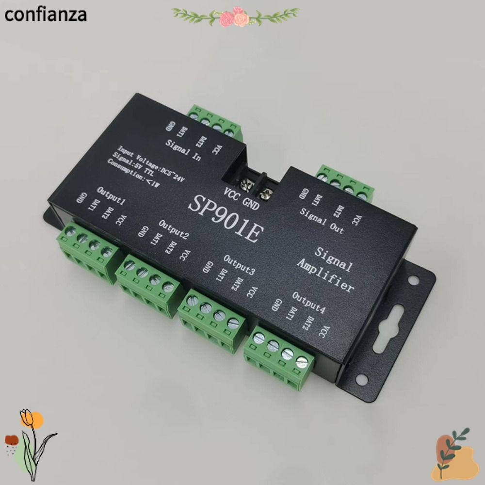 CONFIANZA SP901E เครื่องขยายสัญญาณ, DC12-24V LED Pixel Strip Light Strip Repeater, แอดเดรสโปรแกรม Ma