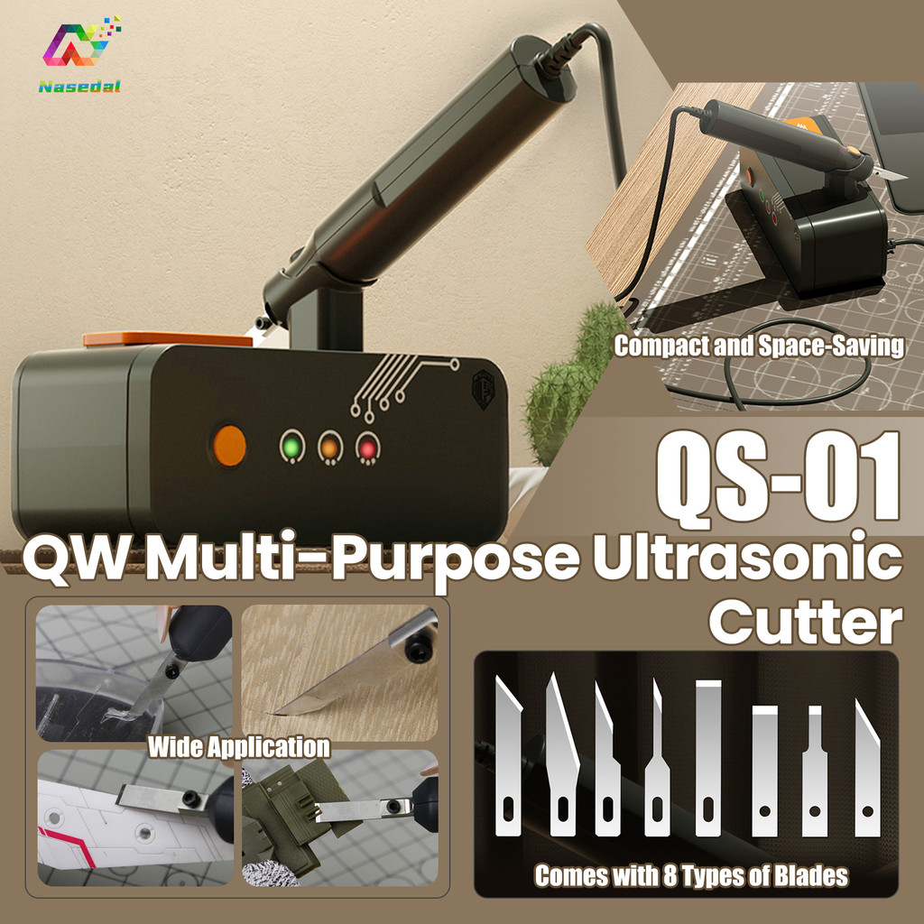 QW MODEL QS-01 ชุดเครื่องตัดอัลตราโซนิกอเนกประสงค์ - ใบมีดเฉพาะ 8 ใบมีด, เครื่องมือมือถือที่มีความแม่นยําประสิทธิภาพสูงสําหรับกันดั้มรุ่นตัดและการปรับเปลี่ยน