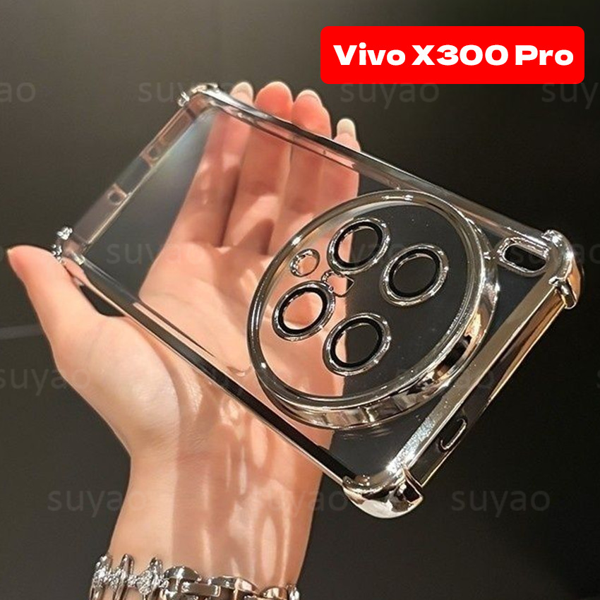 สําหรับ Vivo X300Pro X300 Pro 2025 สี่มุม Anti Drop เคสโทรศัพท์ TPU ปลอกใส VivoX300Pro VivoX300 Electroplated โปร่งใสกันกระแทกป้องกันนุ่มปกหลัง