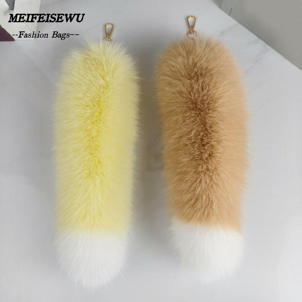 MEIFEISEWU Therian Tail Bag Charms,ขนาดใหญ่ปุยหนาFaux Fur Tailพวงกุญแจ,น่ารักWarm Soft Plush Furอุปก
