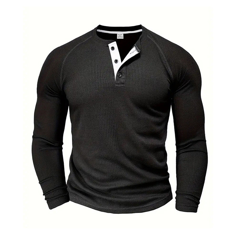 Men's Henley แขนยาว Button-Up Shirt สไตล์เรียบหรู 핏เนสและสวมใส่ง่าย