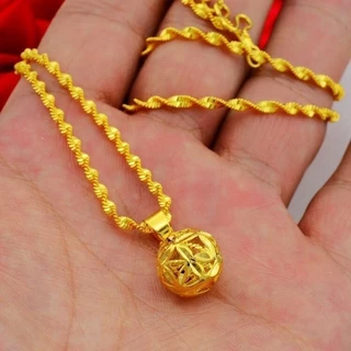 สร้อยคอทองพร้อมจี้สร้อยคอระย้าชุบ ยาว 18 นิ้ว24K GOLD NECKLACE พ้นทราย เกลี้ยง มงคล เคลือบทอง ขัดเงา ชิคๆ ไมครอน อสไตล์เ