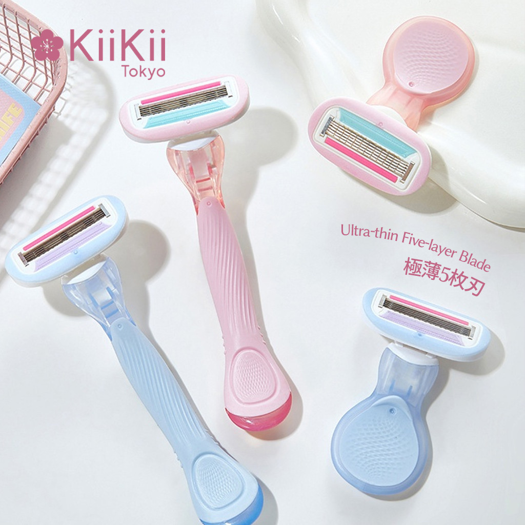 KiiKii Beauty มีดโกนขนผู้หญิง 5 ชั้น แบบมินิ ที่โกนขนพกพาได้ ใช้งานง่าย ใบมีดสแตนเลสเปลี่ยนได้
