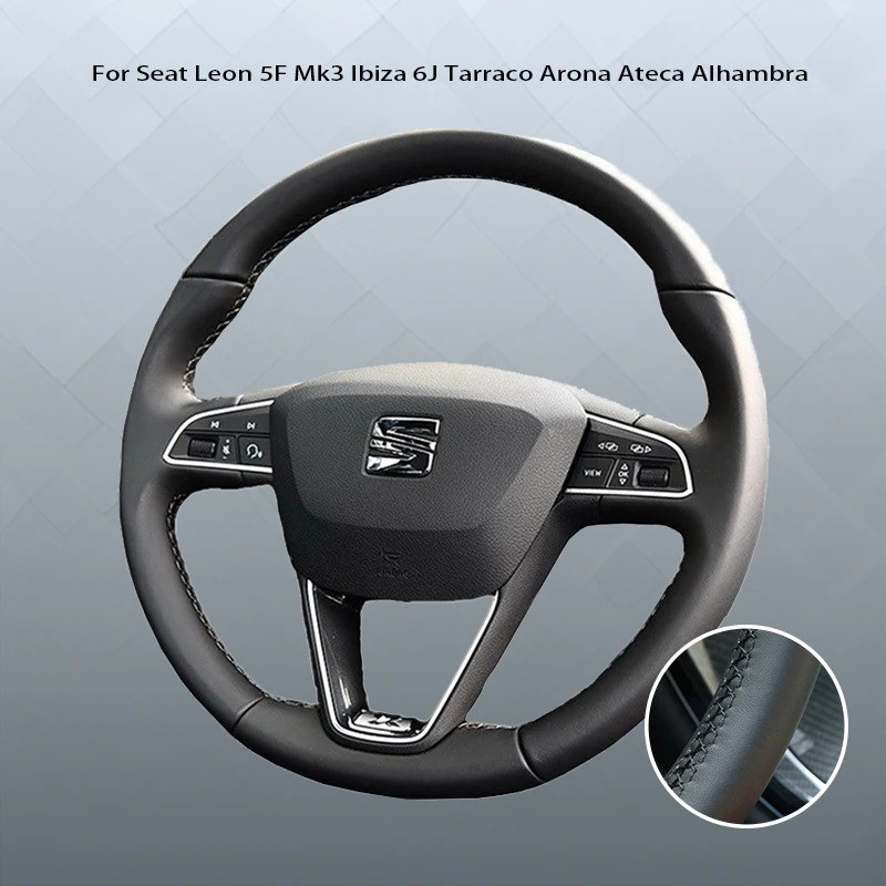 Custom DIY สีดํา Microfibre หนังพวงมาลัยรถสําหรับที่นั่ง Leon 5F Mk3 Ibiza 6J Tarraco Arona Ateca Al