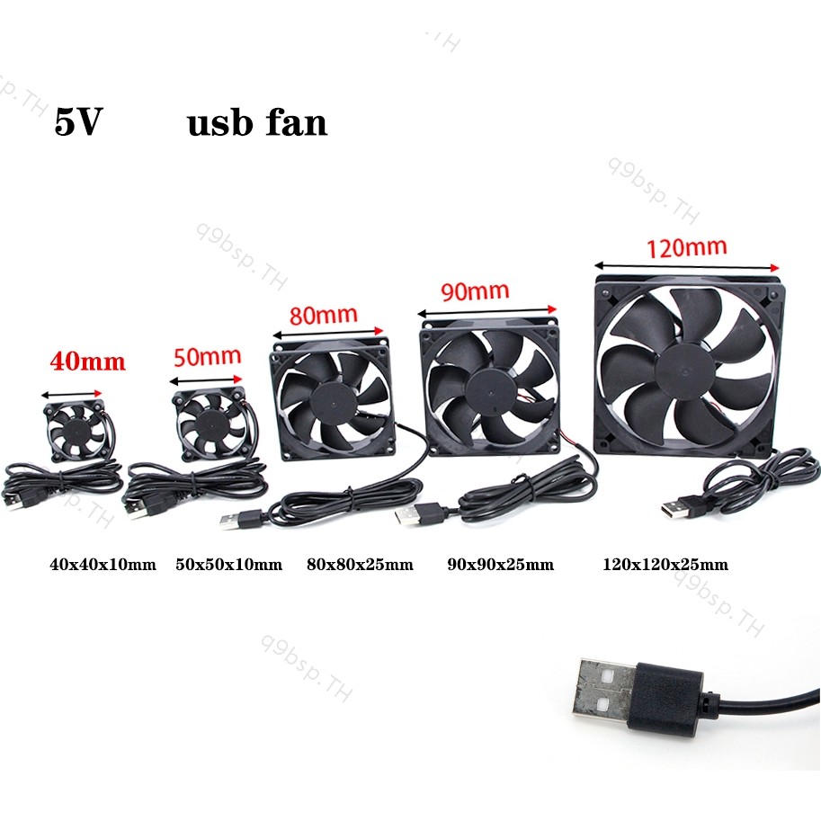 5V USB 4 ซม.5 ซม.8 ซม.9 ซม.12 ซม.120x25 มม.80x25 มม.5010 9025 ชาย Power Cooling พัดลมสําหรับตัวรับสัญญาณ DVR Router TH9B