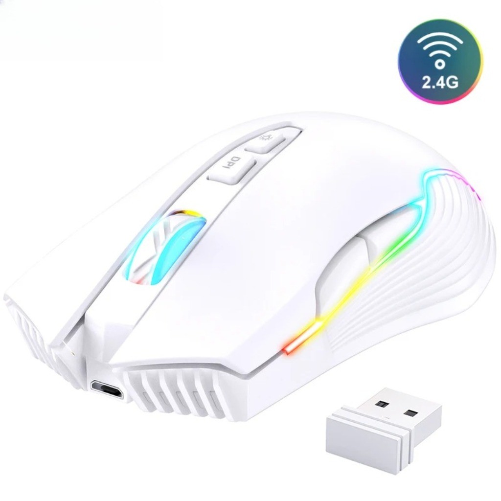 ONIKUMA CW905 USB 2.4G เมาส์สําหรับเล่นเกมไร้สายชาร์จ Ergonomic 3000DPI RGB เมาส์บลูทูธสําหรับคอมพิว