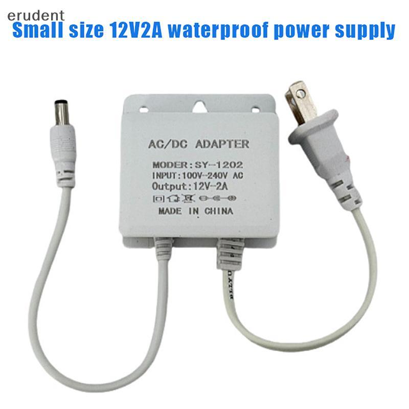Erudent 1 ชิ้น EU/US ปลั๊ก DC12V 2A อะแดปเตอร์ไฟกันน้ําสําหรับกล้องวงจรปิดการเฝ้าระวังความปลอดภัย AHD กล้อง Charger NVR DVR อินพุต AC100V-240V ใหม่