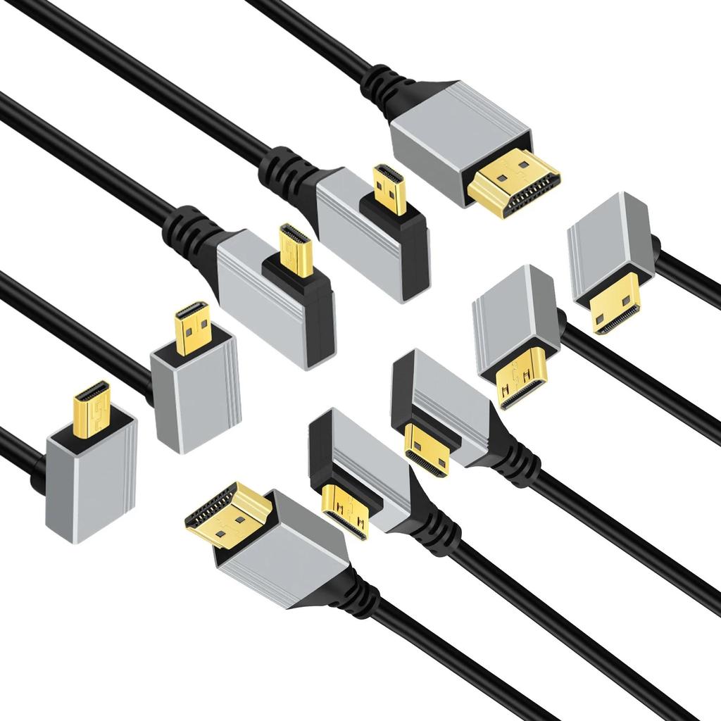 8K UHD Cable 0.5m 1m 90 Degree Up/Down/Left/Right Angle Mini-HD Micro-HD to HD Port Thin Cord for La