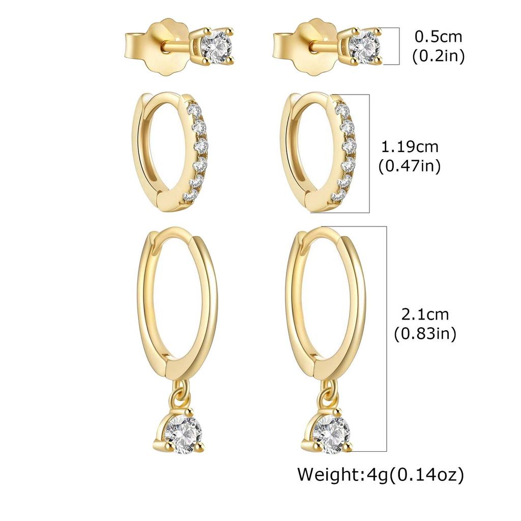 Vnox ชุดต่างหู 3 คู่สําหรับผู้หญิงต่างหูสตั๊ดโคลเวอร์สี่ใบ Huggie Earrrings ต่างหูห่วงเล็ก ราคา ถูกที่สุด ดีลบีเคเค แกลเลอรีภาพที่ 6