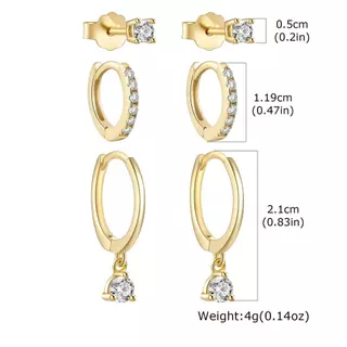Vnox ชุดต่างหู 3 คู่สําหรับผู้หญิงต่างหูสตั๊ดโคลเวอร์สี่ใบ Huggie Earrrings ต่างหูห่วงเล็ก