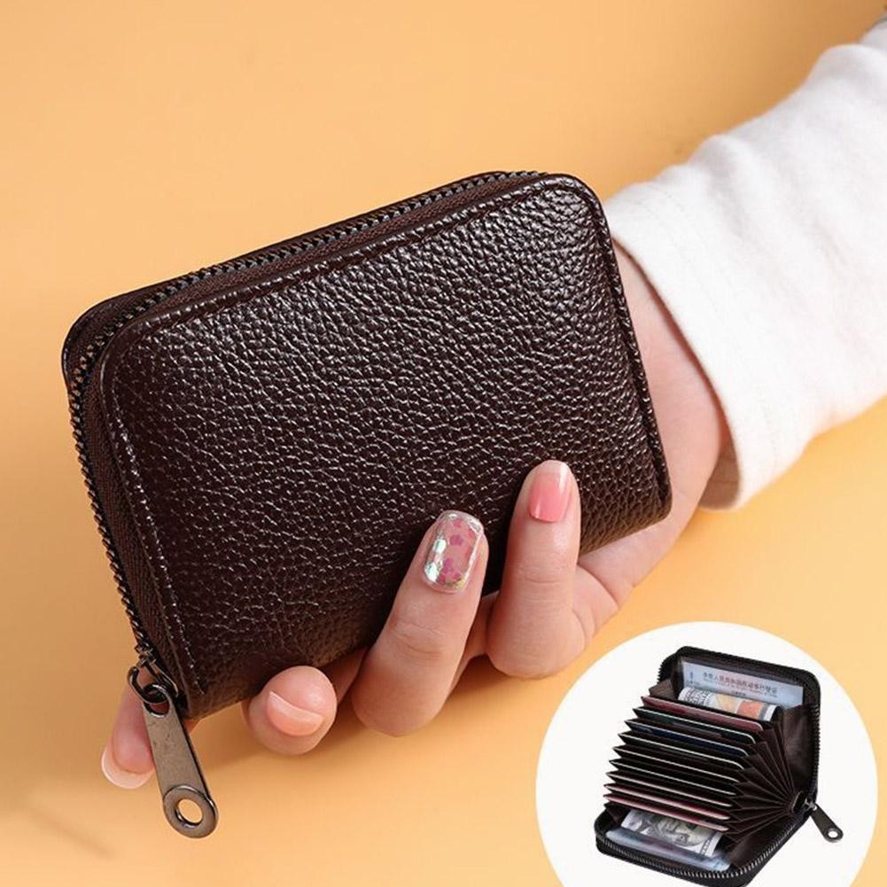 LIMERENCE Pu Leather Wallets Multi-slot Card Holder Coin Purse Folding Short Wallet Anti-magnetic Fo