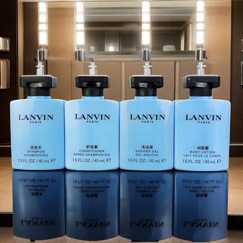 LANVIN PARIS Travel Set 45ml - Citrus Amber Scent Shampoo Conditioner Shower Gel Body Lotion, Hotel 
