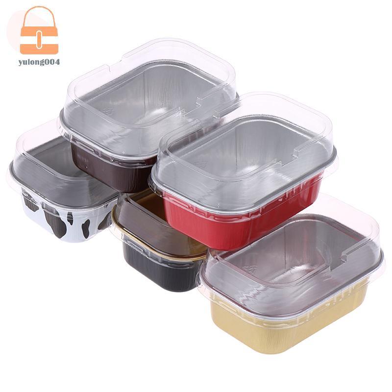 [PE] 10 ชิ้น 168 มิลลิลิตรสี่เหลี่ยมอลูมิเนียมฟอยล์เบเกอรี่ถ้วยทนความร้อน Cupcake Liner แม่พิมพ์ขนมเ