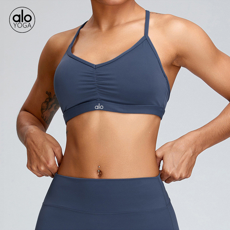 Alo Yoga Yoga Suit เสื้อผ้าออกกําลังกายด้านหลังที่สวยงามของผู้หญิงชุดสูทกางเกงขาสั้นกีฬาวิ่งแห้งเร็ว