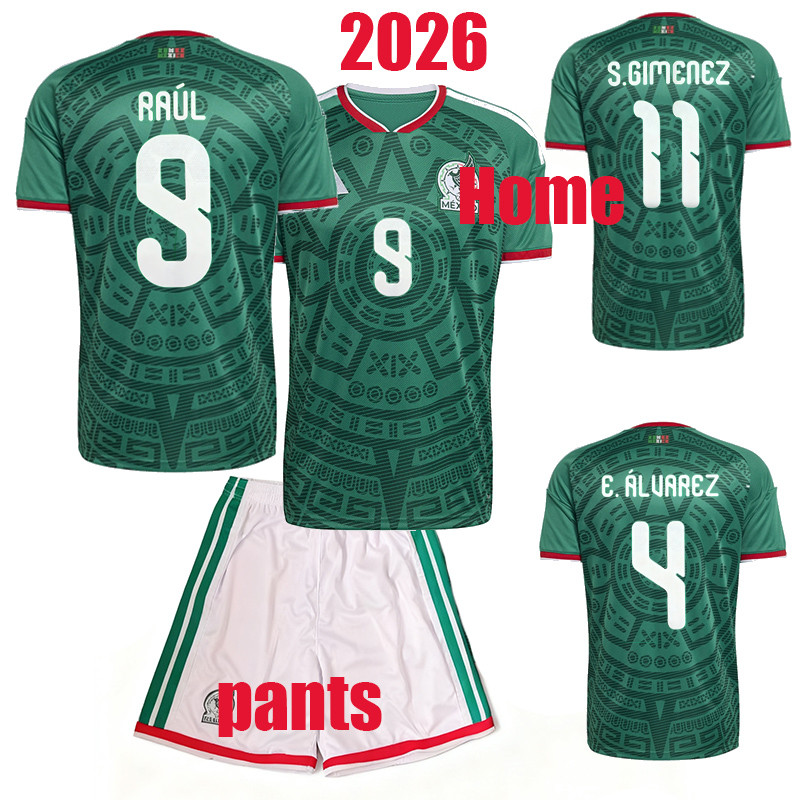 2026 México Jersey suit(พร้อมกางเกง)RAUL JIMENEZ GIMENEZ AIVAREZ VASQUEZ ARAUJO PINEDA BERTERAME LOZ