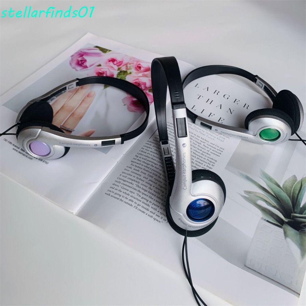STELLARFINDS Retro ชุดหูฟัง, Over Ear Vintage Y2K หูฟัง,แฟชั่นบุคลิกภาพ Millennium ลมหูฟังแบบมีสาย L