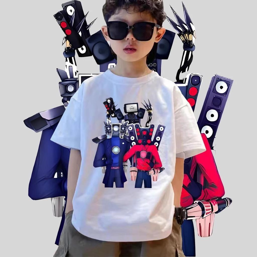 【จัดส่งจากประเทศไทย】SKIBIDI TOILET TITAN CAMERAMEN children's T-shirt, cotton, printed pattern, children's size 100-150c