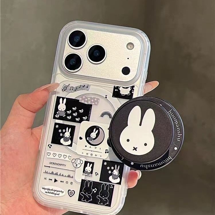 รูปแบบกระต่ายสีขาวสําหรับ iPhone 11 12 Pro 13 Pro Max 15 Pro Max 14 16 Pro 16 Plus 17 Air 17 Pro 17 