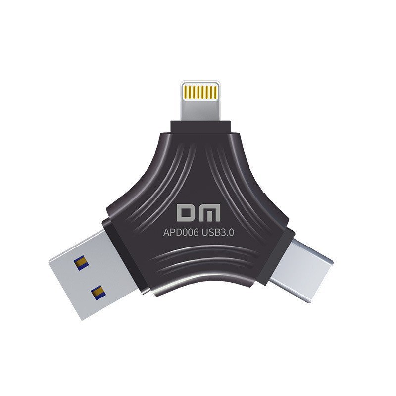 DM 128GB โทรศัพท์มือถือ U Disk Lightning USB3.0 Type-C U Disk สามหัว U Disk คอมพิวเตอร์ U Disk
