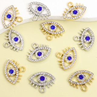 10 ชิ้นประกาย Rhinestones ฝังตุรกี Blue Evil Eye Charms, Luc…