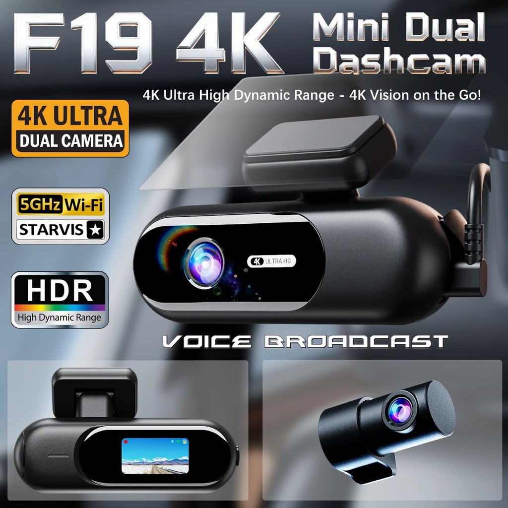 4K Dash Cam ด้านหน้าและด้านหลังในตัว 5G WiFi Dash กล้องสําหรับรถยนต์ Dashcam พร้อม App Control