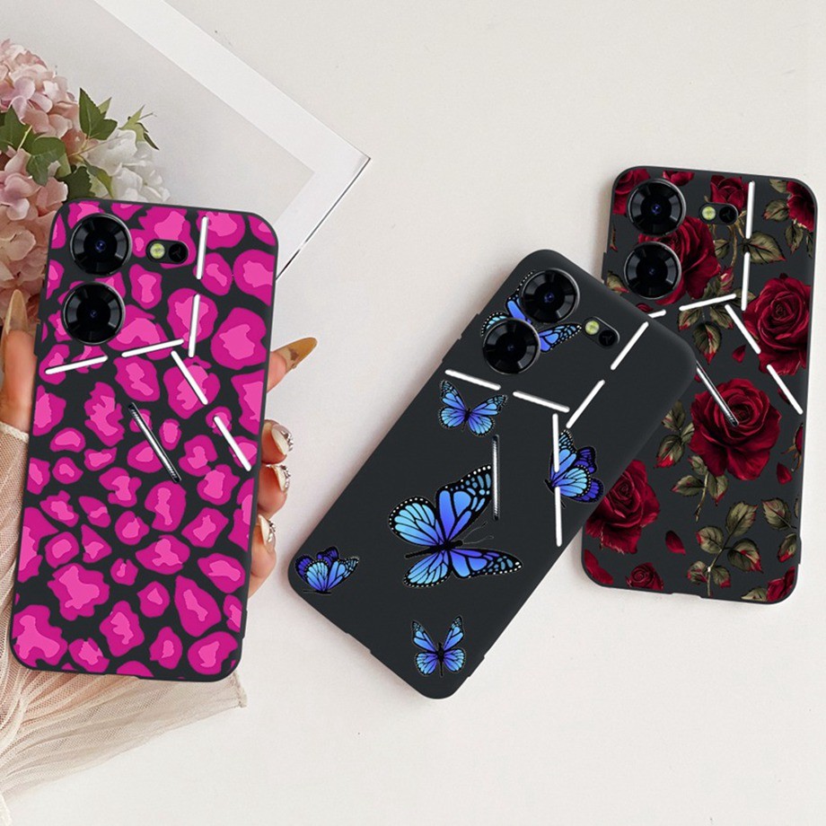 กรณีนุ่มสําหรับ Tecno Pova 5 / Pova 5Pro สีดําผีเสื้อภาพวาดแฟชั่นกลับสําหรับ Tecno Pova5 pova 5 Pro 