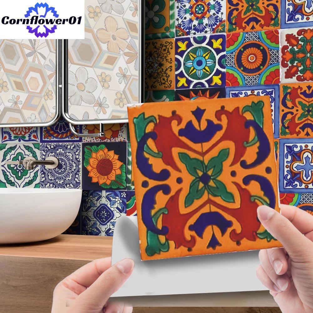 [cornflower01]Traditional Tile-Transfers Stickers Wall Vintage Victorian Moroccan Retro Mosaic