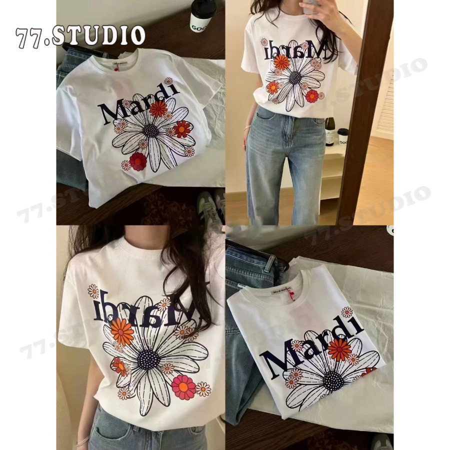 COD (กรุงเทพจัดส่งสินค้า)Mardi เสื้อยืดคอกลมแขนสั้นพิมพ์ลายฤดูร้อนสำหรับผู้หญิง – ทรงหลวม ลำลอง สบาย และเท่ ราคา ถูกที่สุด ดีลบีเคเค แกลเลอรีภาพที่ 5