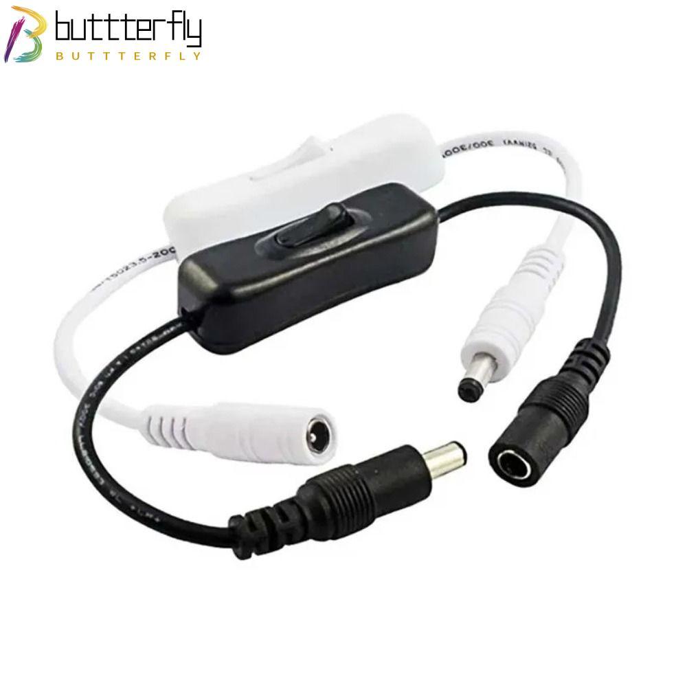 สวิตช์ไฟ BUTTTERFLY, พลาสติกสีดําหญิงชายสายไฟ, สวิตช์ปุ่ม DC 12V DC Connector ไฟ LED Strip