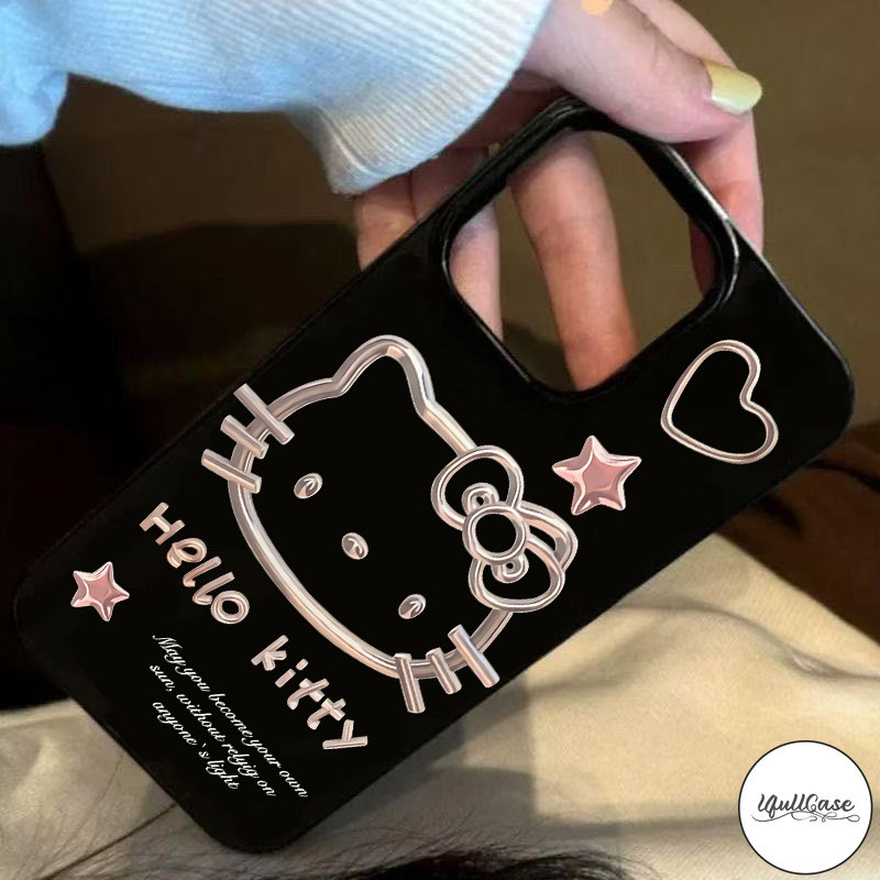 สำหรับ IPhone 16 17 AIR 15 13 11 12 14 Pro Max XR XS X Max 15 7 8 14 16 Plus เคสลายการ์ตูนแมวน่ารัก ดาวน่ารัก ผิวมันเงา