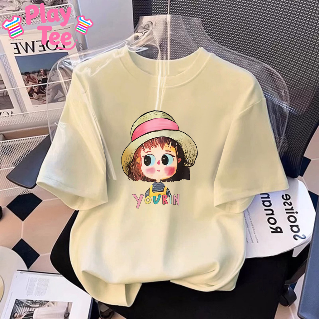 PlayTee ของเด็ก เสื้อเด็ก เสื้อแขนสั้น เสื้อเด็ก เสื้อคอกลม สบายและนุ่ม คุณภาพดี พิมพ์ลาย 'GIRL YOUR'100-160 - รูปที่ 5