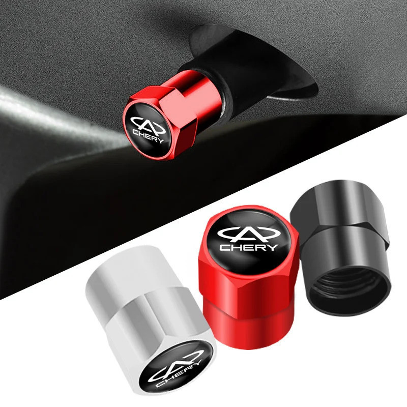 4PCS โลหะรถล้อยางวาล์ว Stem Caps สําหรับ Chery Fulwin QQ Tiggo 3 5 T11 A1 A3 A5 Amulet M11 Eastar El