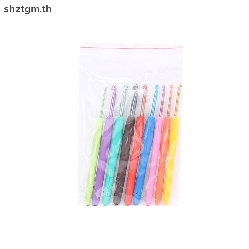 SHZTGM 1 ชุด 9 ขนาดพลาสติก Handle Home อลูมิเนียม DIY โครเชต์ถักตะขอเข็ม 2.5-6 มม.DIY มือถือเครื่องมือถัก null