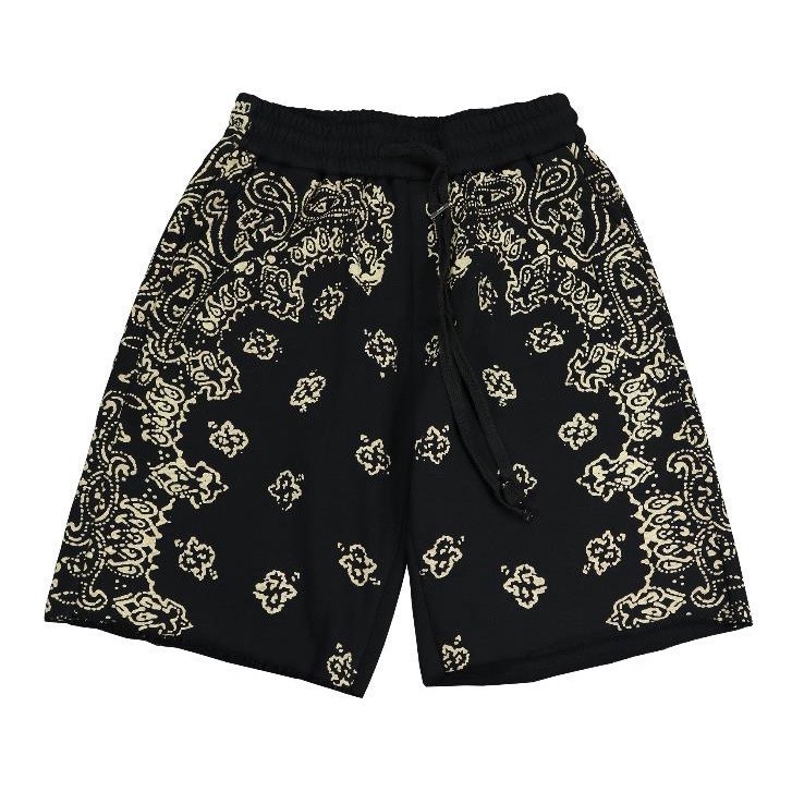 Amiri Dark High Street กางเกงขาสั้นเอวสูงสไตล์ชาติพันธุ์ แบบหลวมสำหรับHip-Hop