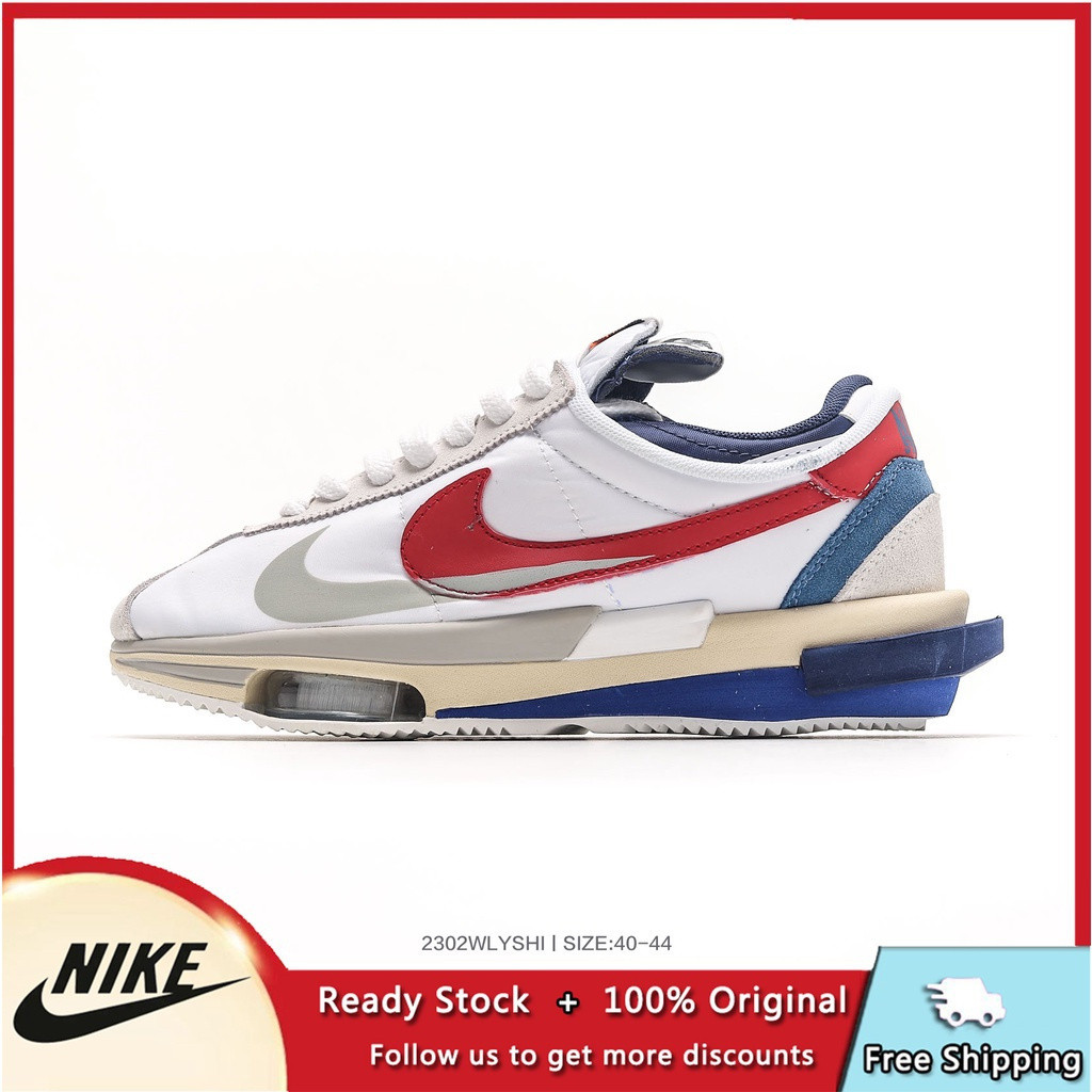 Sacai x NK Zoom Cortez 4 0 Men Running Shoes Men and Women Athletic Shoes ของแท้ Winter
