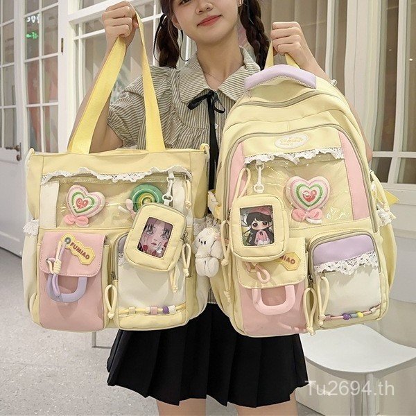 กระเป๋าเป้สะพายหลังขนาดใหญ่ ความจุมาก สไตล์หวานสด แบบโปร่งใสและทนทาน ตามสไตล์ญี่ปุ่นใหม่ UIA9