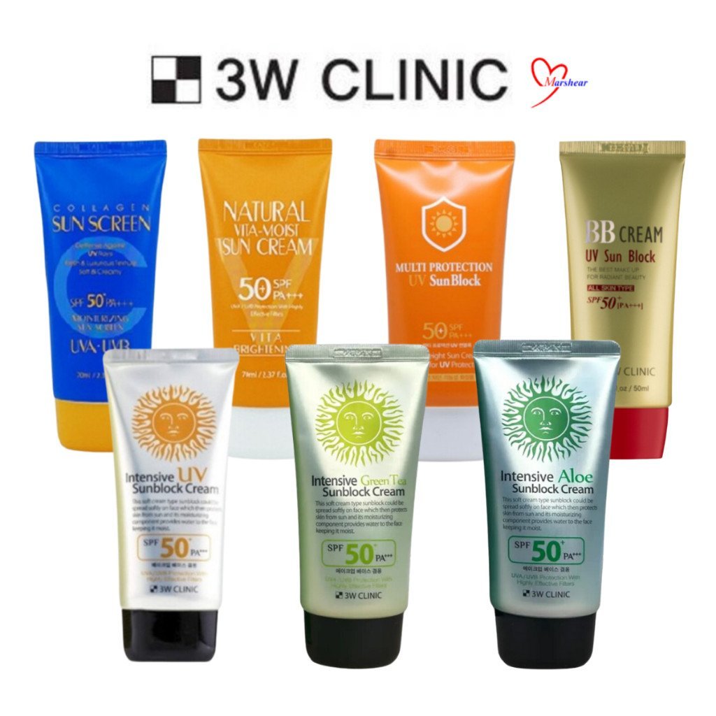 3W Clinic Intensive UV Sun Cream / ครีมกันแดดคอลลาเจน / Natural Vita Moist / BB Sun Cream SPF50+ PA+