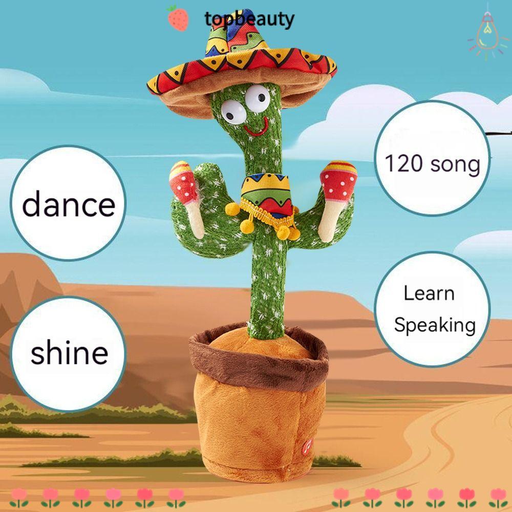 TOPBEAUTY Electron Plush Toy Soft Present Cactus Voice Interactive