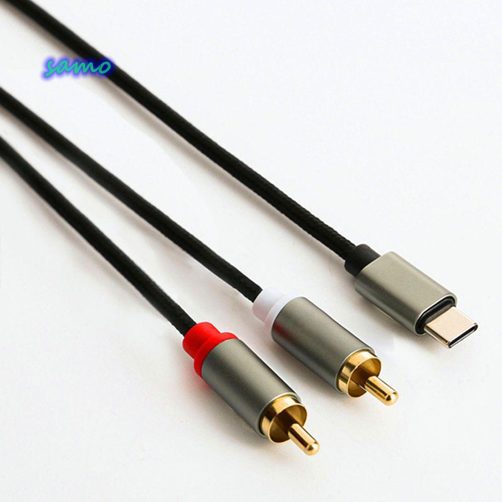SAMO Type C ถึง 2 RCA USB C สายสัญญาณเสียงแล็ปท็อปลําโพง Aux Cord