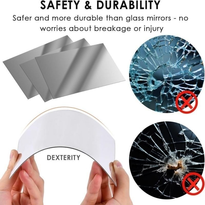 กระเบื้องกระจกอะคริลิค / สติ๊กเกอร์ติดผนังกระจกมีกาวในตัว / แผ่นกระจกตกแต่งแบบยืดหยุ่นที่ไม่ใช่กระจก 1/3/5 ชิ้น - รูปที่ 5