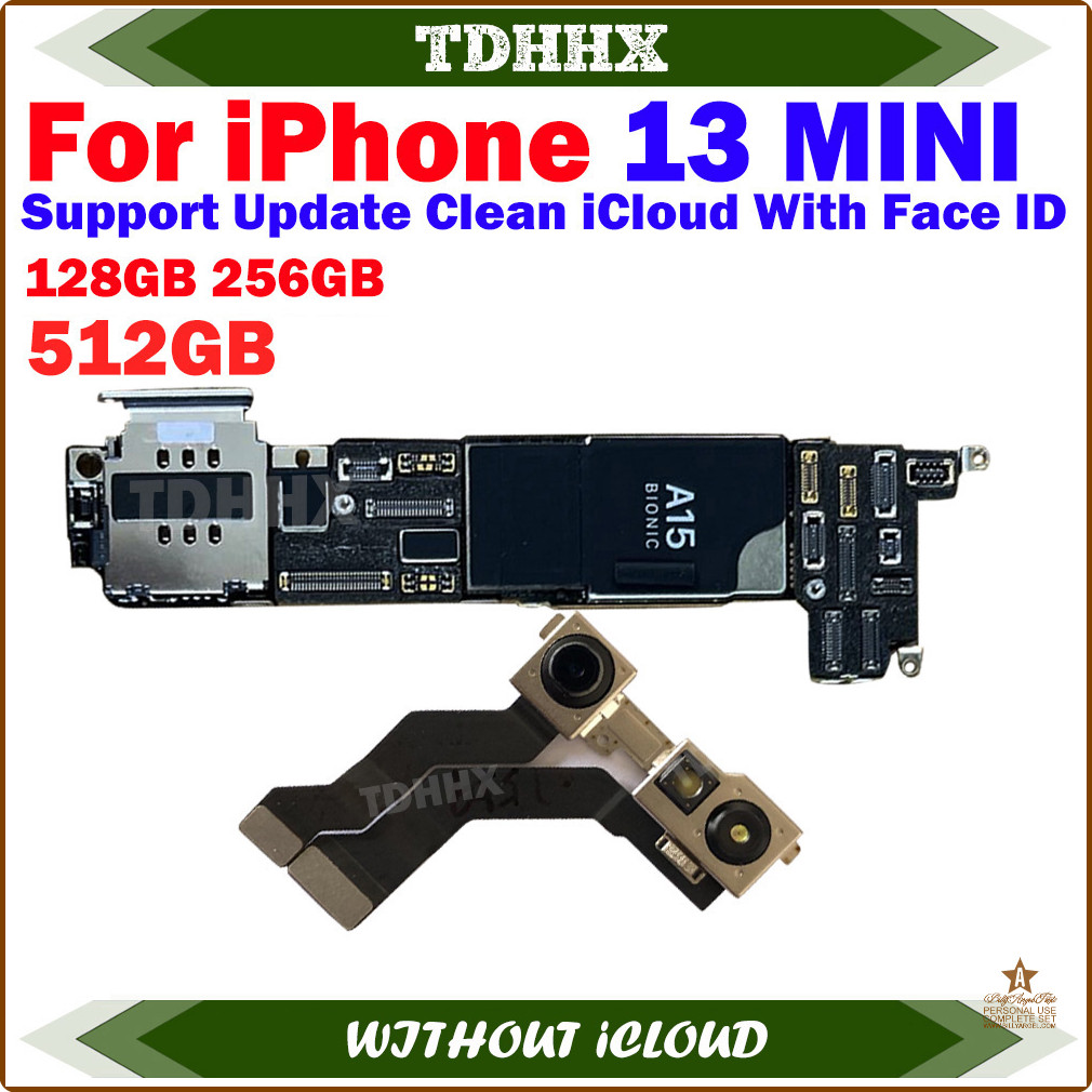 เมนบอร์ดทํางานสําหรับโทรศัพท์ 13 Mini เมนบอร์ด Face ID สําหรับ iPhone 13mini Logic Board ไม่มี iClou
