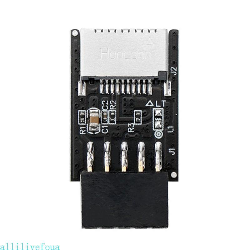 Allilivefoua เมนบอร์ด USB 2 0 9Pin to Type-E Key-A ตัวแปลงขั้วต่อด้านหน้า 9P to Type E