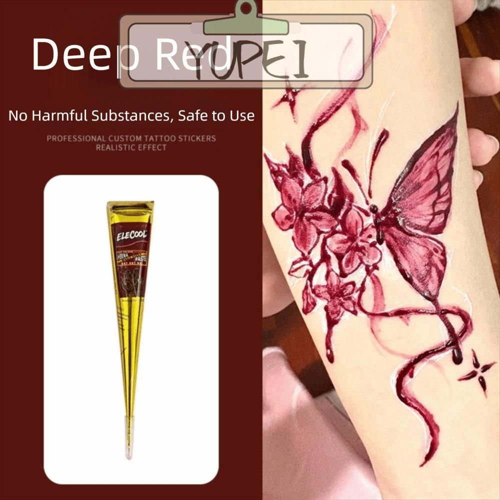 YUPEI Henna Tattoo Cream, Easy-To-use Black Brown Henna Paste Cone, Tattoo Cream กึ่งถาวรชั่วคราว Me