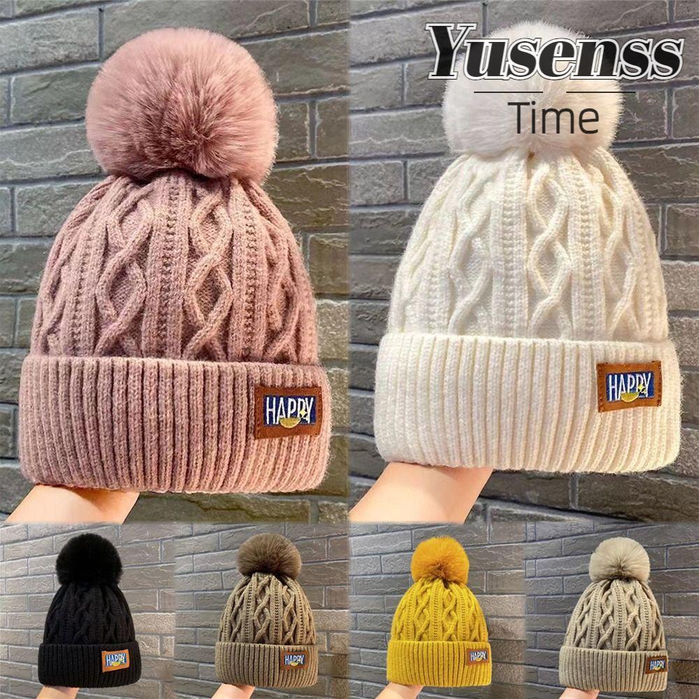 【Ready stock】หมวกถักนิตติ้ง หนาอบอุ่น มี Pom-pom สำหรับฤดูหนาวและกลางแจ้ง 【YUSEN】