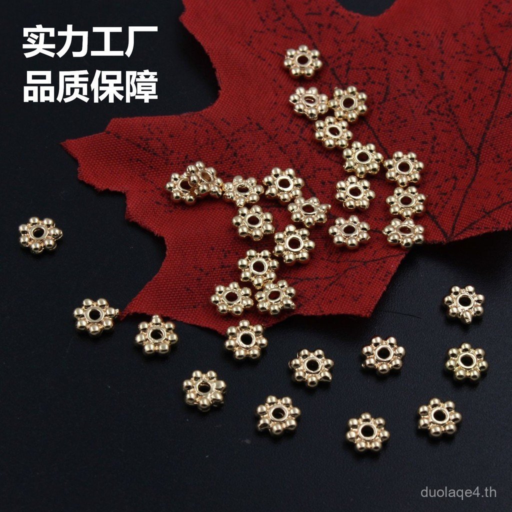 ทองเหลืองทิเบตอุปกรณ์เสริมทองแดง 4MM6MM Spacer Plum Blossom Piece Spacer ลูกปัดอุปกรณ์เสริมเครื่องปร