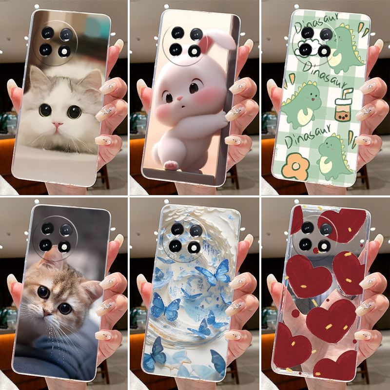 Jelly สําหรับ OnePlus 11 11R ACE 2 ซิลิโคนใส Soft TPU ฝาหลัง OnePlus11 OnePlus11R ACE2 กระต่ายน่ารัก