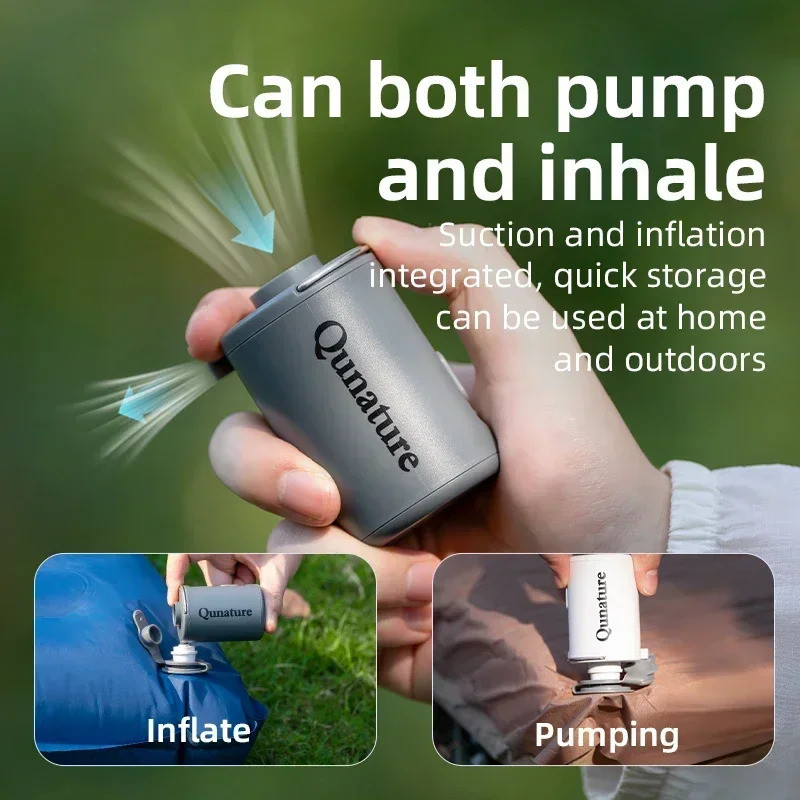 Quature เครื่องสูบลมพกพาแบบไร้สาย เครื่องอัดอากาศสำหรับแคมปิงกลางแจ้ง