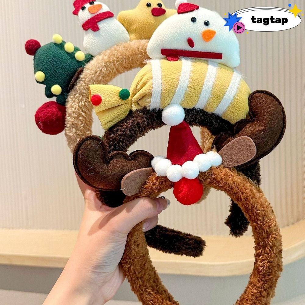 INNEW ที่คาดผมต้นคริสต์มาสสําหรับเด็ก, ตลก Elk Snowman การ์ตูน Elk Hairband, การ์ตูนโบว์ตกแต่งน่ารัก