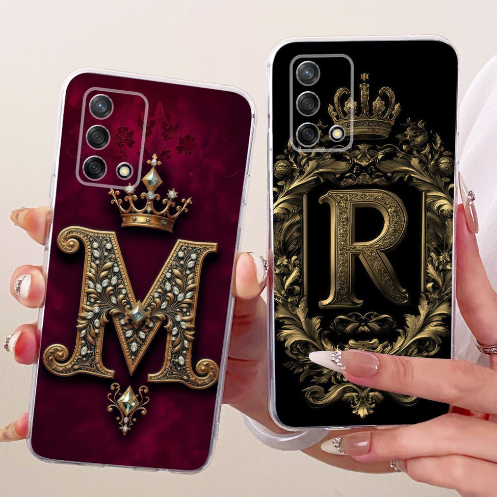Oppo CHP2365 CPH2365 ฝาครอบ Oppo A95 4G กรณีโปร่งใสหรูหรา Crown AZ ตัวอักษร 2D รูปแบบแบนเคสโทรศัพท์แ