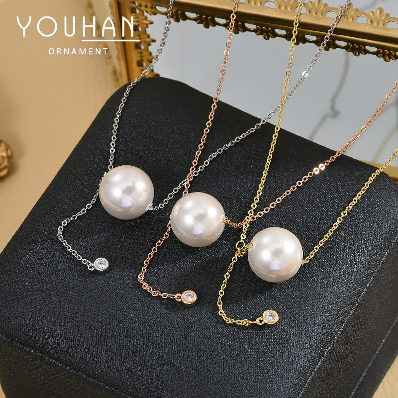 CLV Chain สร้อยคอมุกแบบคลาสสิค ดีไซน์เฉพาะตัวสำหรับผู้หญิง FL11.14